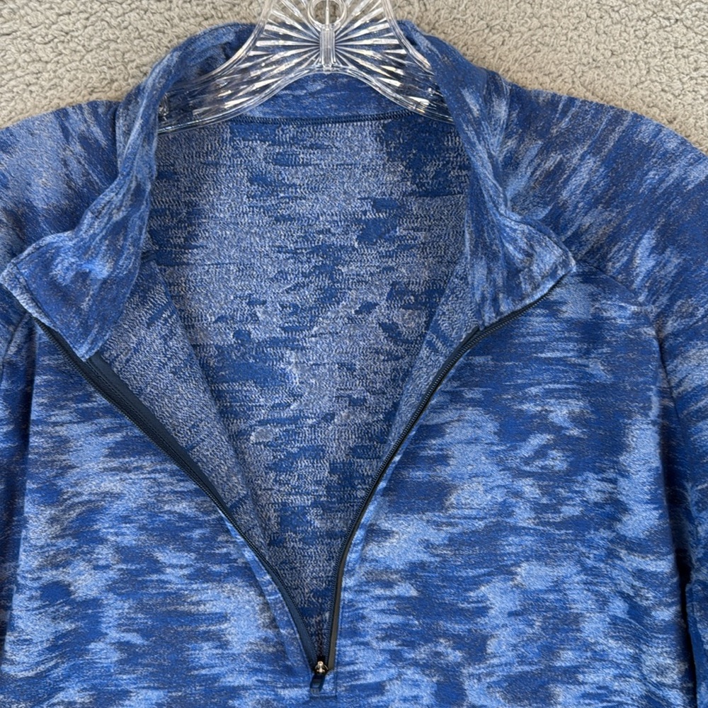 Lululemon Blue camouflage quarter zip mens XXL Pullover fleece shirt thumb holes - Picture 9 of 15